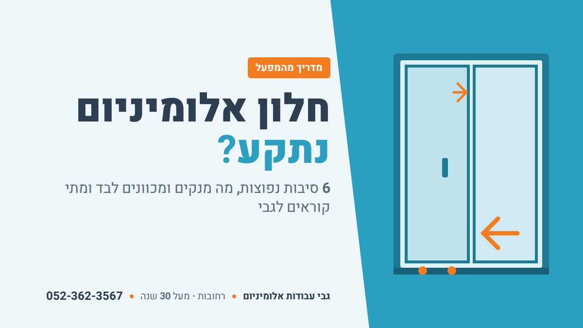 חלון אלומיניום נתקע? 6 סיבות נפוצות ומה עושים – מדריך מגבי עבודות אלומיניום רחובות